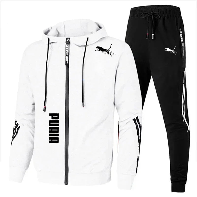 Men's Spring Autumn Tracksuit Set Long Sleeve Hoodie And Joggers 2-Piece Fitness Running Sportswear Casual Clothing