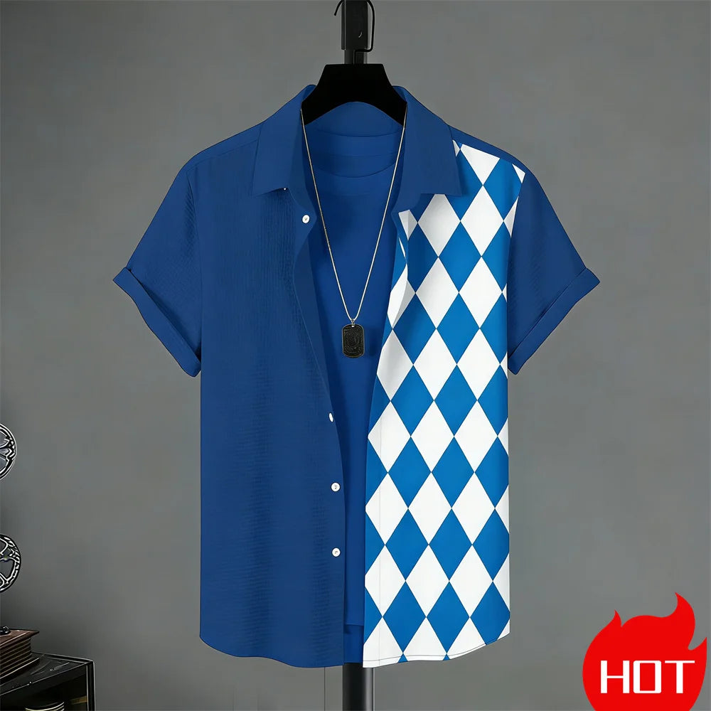Summer men's Short Sleeved Shirt Stripe Pattern Print Shirts For Man Fashion Casual men's women's Shirts Menswear Clothing Tops