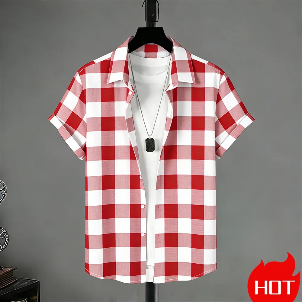 Summer men's Short Sleeved Shirt Stripe Pattern Print Shirts For Man Fashion Casual men's women's Shirts Menswear Clothing Tops