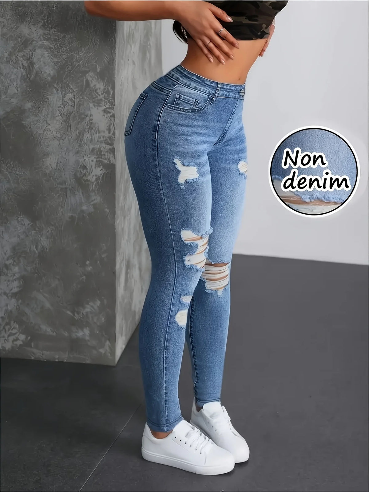 Women's Faux Denim Printed Leggings
