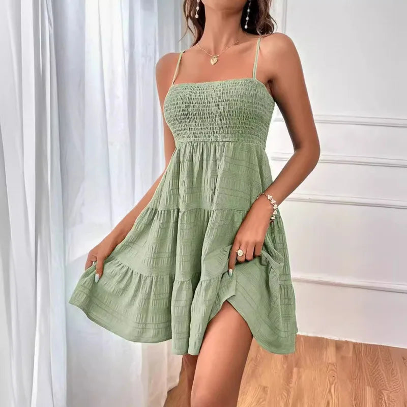 Vestido Mini Babado Azul – Casual Praia e Férias