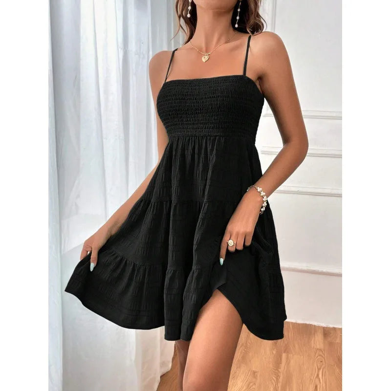 Vestido Mini Babado Azul – Casual Praia e Férias