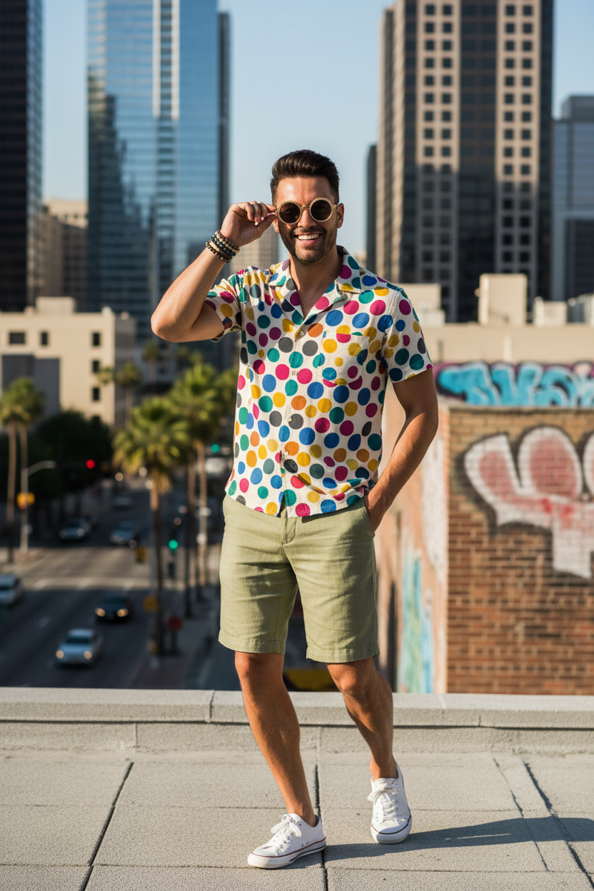 Men's Retro Polka Dot Shirt - fashion editorial style