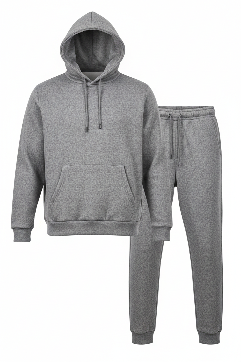 Men's Gray Hoodie & Sweatpants Set - professional product photo