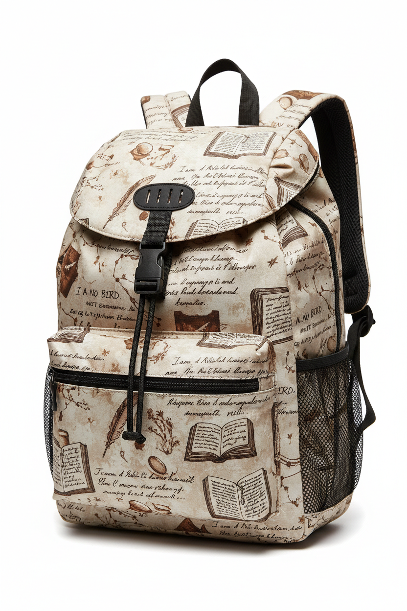 Women's Literary Nylon Backpack - professional product photo
